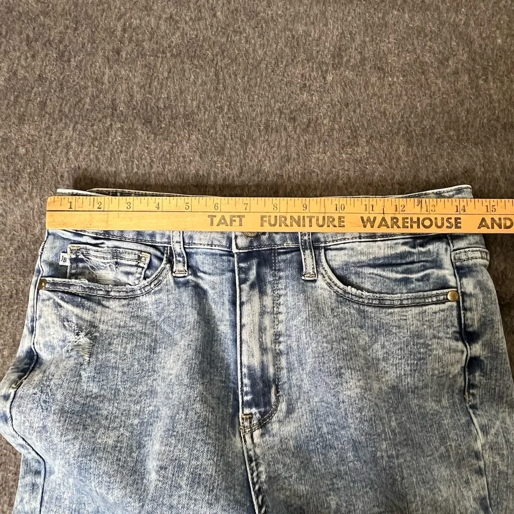 Judy Blue Skinny Fit Jeans Women's Sz 9/29 Acid Wash Distressed Raw Hem Denim‎